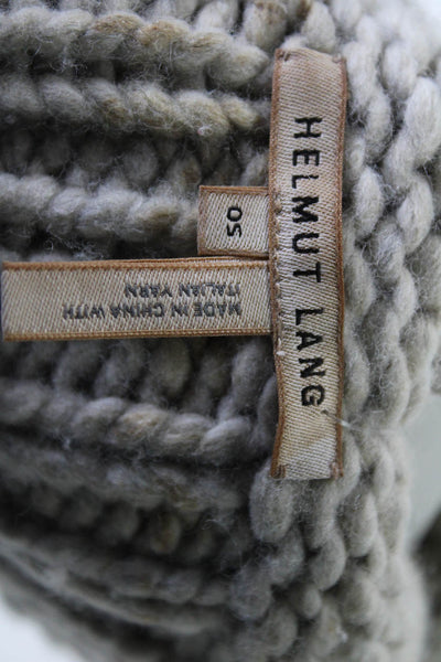 Helmut Lang Womens Beige Wool Pom-Pom Detail Beanie Hat Size OS