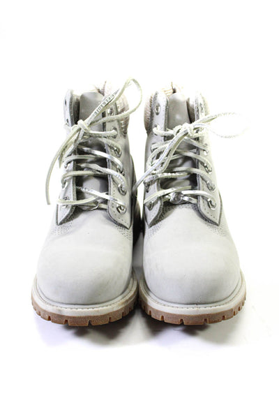 Timberland Womens Light Gray Suede High Top Combat Ankle Boots Shoes Size 7