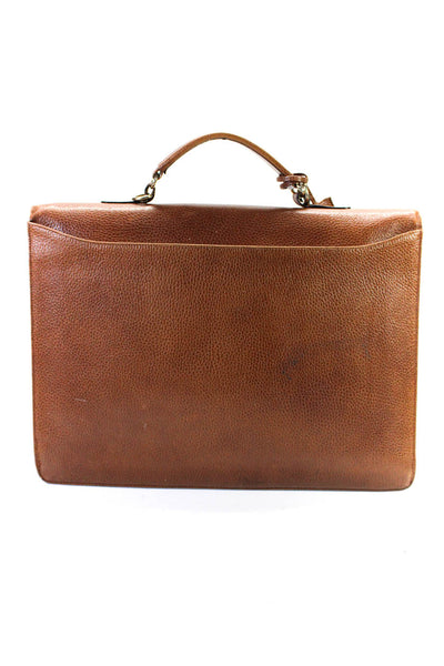 Cole Haan Womens Brown Leather Textured Top Handle Briefcase Bag Handbag
