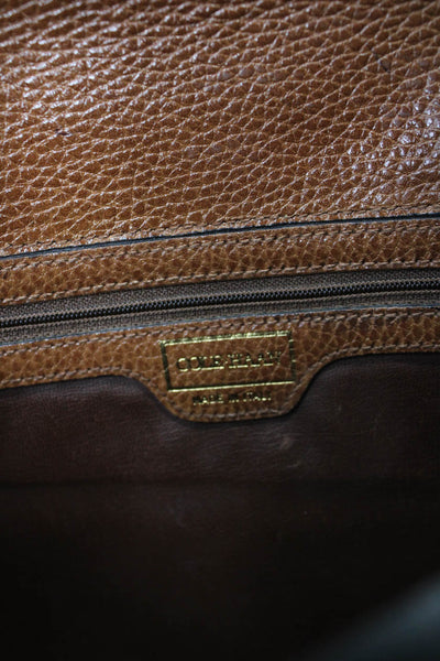 Cole Haan Womens Brown Leather Textured Top Handle Briefcase Bag Handbag