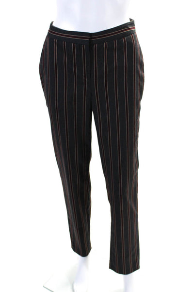 Etcetera Womens Striped Button Down Slim Leg Pant Suit Gray Red Size 00