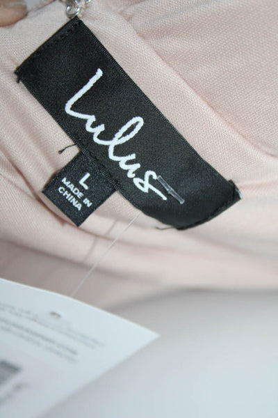 Lulus Women's V-Neck Sleeveless Cinch Waist Flare Maxi Dress Light Pink Size L