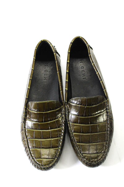 M Gemi Women's Round Toe Texture Slip-On Loafers Shoe Green Size 11