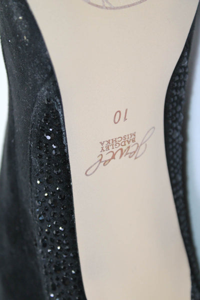 Badgley Mischka Women's Pointed Toe Embellish Stiletto Ankle Boot Black Size 10
