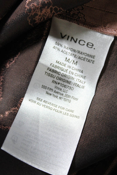 Vince Women's High Neck Sleeveless Cinch Floral Blouse Mauve Size M