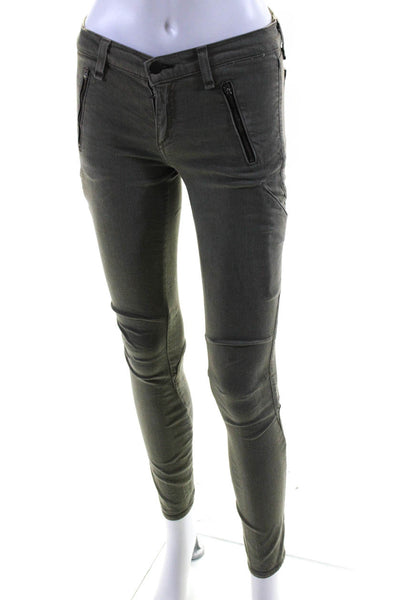 Rag & Bone Jean Womens Mid Rise Skinny Leg Jeans Army Green Cotton Size 25