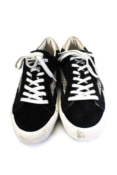 Madewell Womens Spotted Pony Hair Trim Low Top Sneakers Black Suede Size 9.5