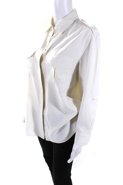 Equipment Femme Womens Silk Two Pocket Button Down Shirt Top Ivory White Size XS