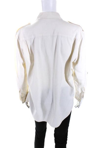 Equipment Femme Womens Silk Two Pocket Button Down Shirt Top Ivory White Size XS