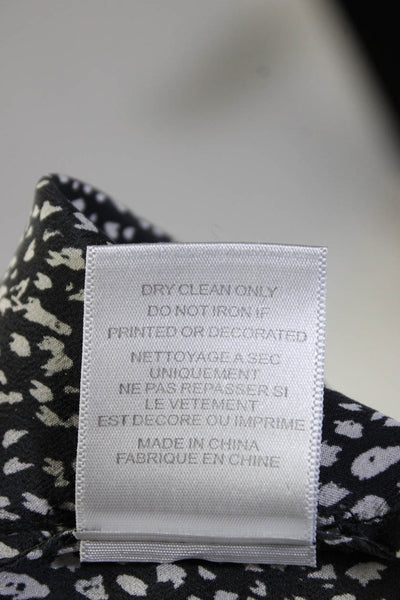 Equipment Femme Womens Silk Spotted Print Back Zip Blouse Black White Size XS