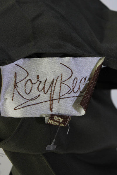 Rory Beca Womens Silk Keyhole Sleeveless Zipped Ruched Jumpsuit Green Size M