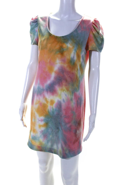 Drew Womens Short Sleeve Scoop Neck Tie Dyed Shirt Dress Multicolored Small