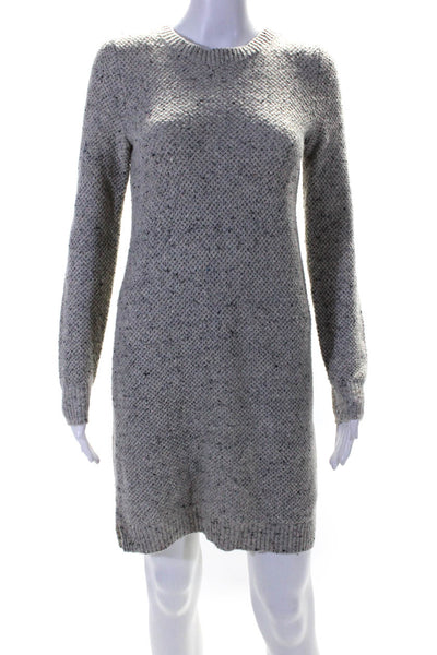 Madewell Womens Button Back Long Sleeve Sweater Dress Gray Wool Size Small