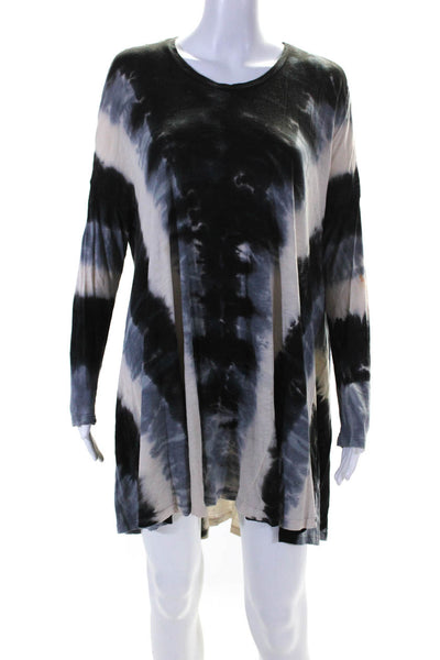 Show Me Your Mumu Womens Long Sleeve Tie Dyed Mini Shirt Dress Black Beige Small