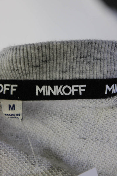 Minkoff Womens Pullover Long Sleeve Round Neck Sweater Gray Cotton Size Medium