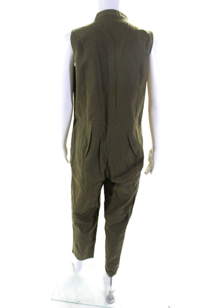 Eileen Fisher Women's Cotton Sleeveless Front Zip Jumpsuit Green Size XS
