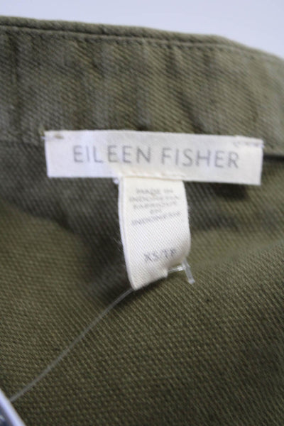 Eileen Fisher Women's Cotton Sleeveless Front Zip Jumpsuit Green Size XS