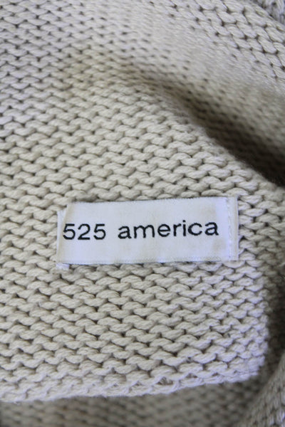 525 America Womens Cotton Knit Striped High Neck Pullover Sweater Beige Size S
