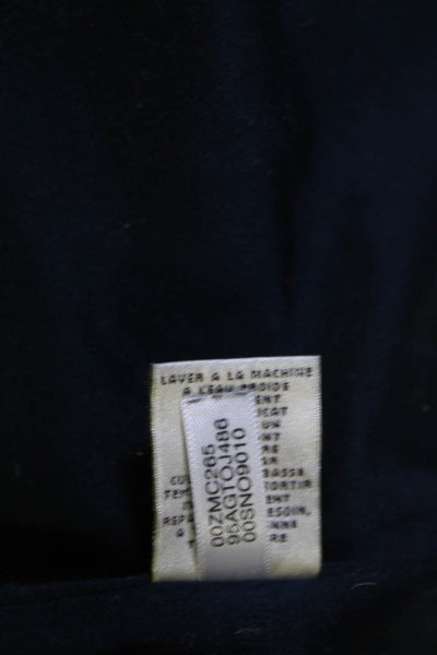 Elevenses Anthropologie Womens Cotton Blend Button Up Longline Coat Navy Size 2