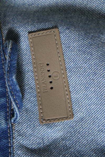 Blank NYC Women's Collared Cinch Sleeves Medium Wash  Pockets Jean Jacket Size S