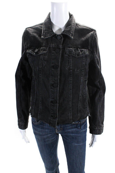 Blank NYC Women's Long Sleeves Button Down Denim Jackets Black Size S