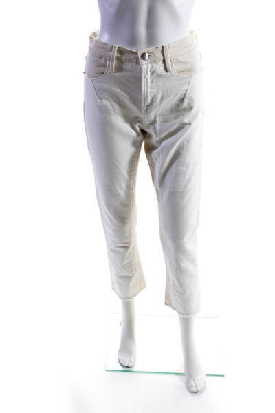Frame Womens White Beige Color Block High Rise Straight Leg Jeans Size 26