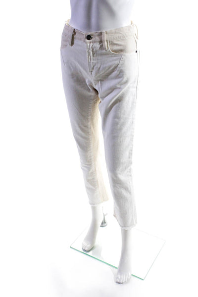 Frame Womens White Beige Color Block High Rise Straight Leg Jeans Size 26