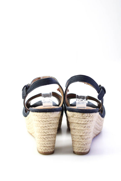 Coach Womens Multi Blue Stripe Open Toe Espadrille Wedge Sandals Shoes Size 6.5B