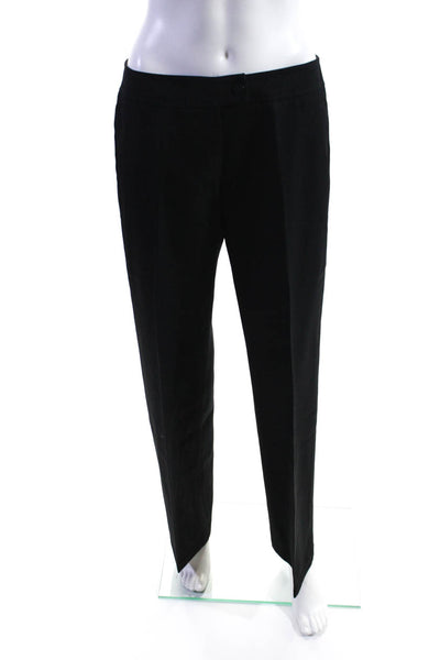 Burberry Womens Black Wool High Rise Pleated Wide Leg Dress Pants Size 8