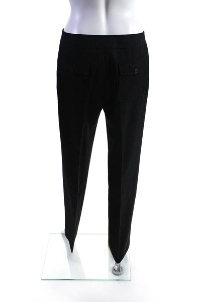 Burberry Womens Black Wool High Rise Pleated Wide Leg Dress Pants Size 8