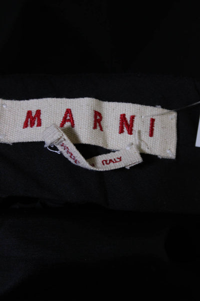 Marni Womens Black Wool High Rise Pleated Flare Leg Dress Pants Size 42