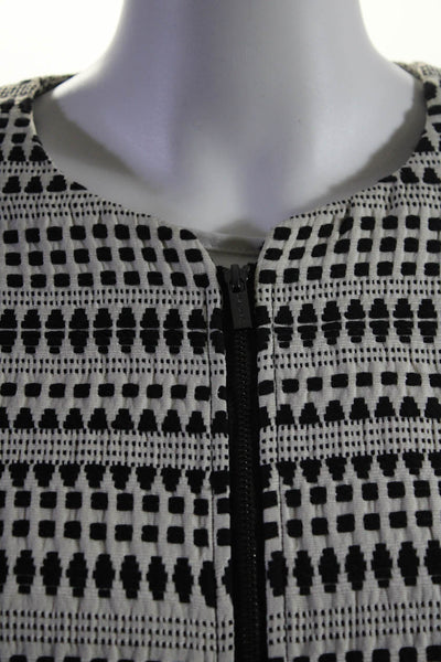 Calvin Klein Womens Cotton Swiss Dot Blazer Pencil Skirt Suit White Black Size 4