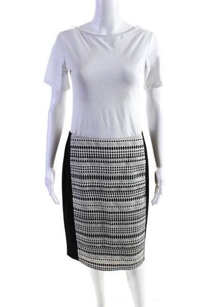 Calvin Klein Womens Cotton Swiss Dot Blazer Pencil Skirt Suit White Black Size 4