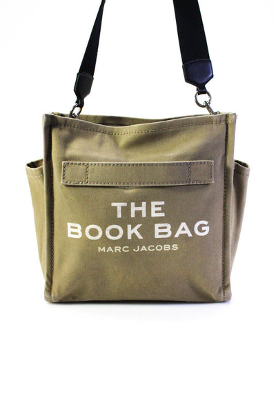 Marc Jacobs Womens Cotton Woven Book Bag Tote Crossbody Handbag Green Large