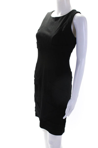 Cynthia Steffe Womens Pleated Scoop Neck Sleeveless Zip Up Dress Black Size 2