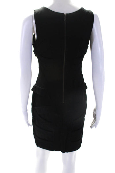 Cynthia Steffe Womens Pleated Scoop Neck Sleeveless Zip Up Dress Black Size 2