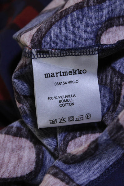 Marimekko Womens Abstract Print Boat Neck Long Sleeve Mini Dress Purple Size XS