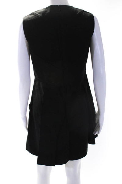 RED Valentino Womens Cotton Round Neck Sleeveless Zip Up Dress Black SIze 44