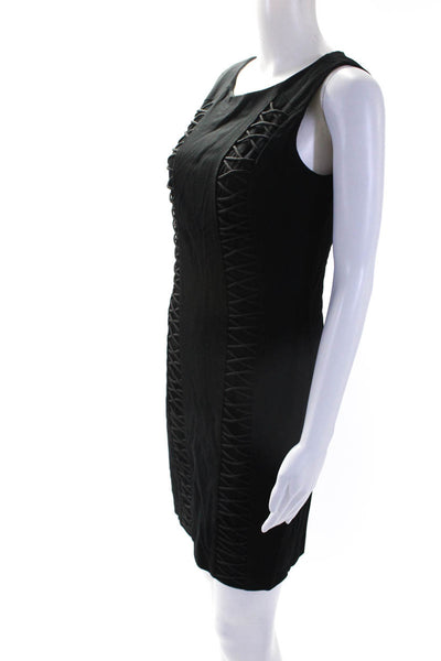 Cynthia Steffe Womens Lace Up Detail Boat Neck Sleeveless Dress Black Size 4