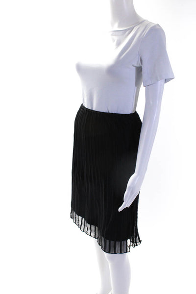 Vivienne Tam Womens Lined Striped Elastic Waist Knee Length Skirt Black Size 1