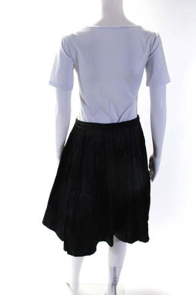 'S Max Mara Womens Unlined Pleated Zip Up Knee Length Skirt Black Size 8