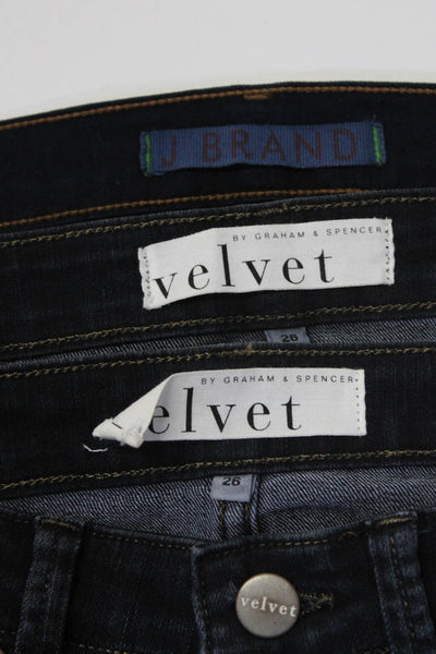 J Brand Velvet Womens Cotton 5 Pocket Low-Rise Skinny Jeans Navy Size 26 Lot 3