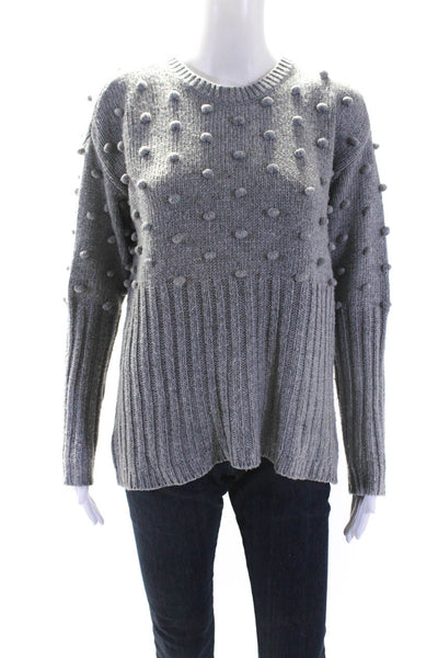 One X One Teaspoon Womens Knit Long Sleeve Textured Spotted Sweater Gray Size S