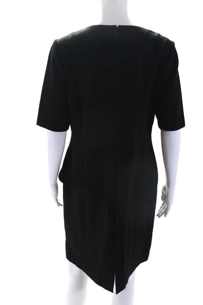 Lafayette 148 New York Womens Short Sleeve Peplum Sheath Dress Black Size 10