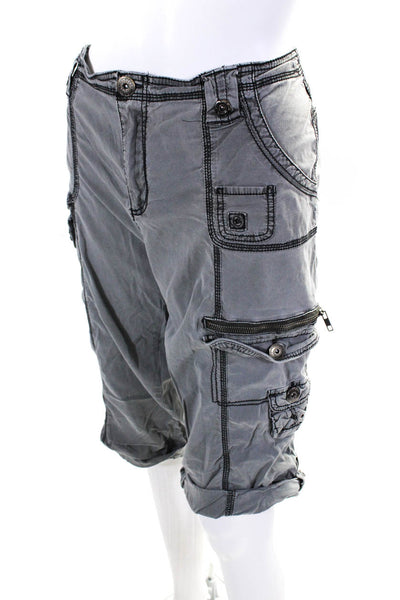 Marrakech Womens Zipper Fly Bermuda Cargo Shorts Gray Cotton Size 41
