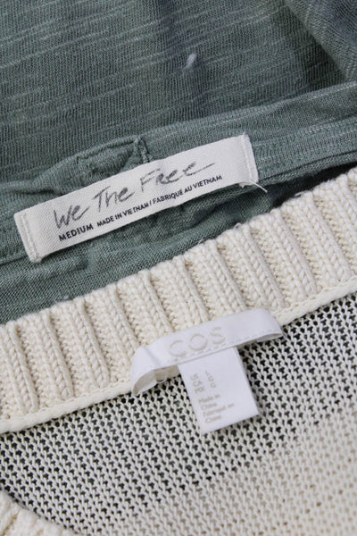 We The Free Cos Womens Knit Tee Shirts Green Beige Size Medium Large Lot 2