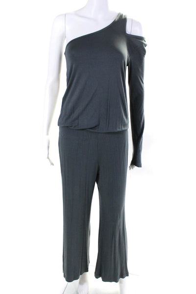Young Fabulous & Broke Womens Stretch One Shoulder Flare Jumpsuit Gray Size XS