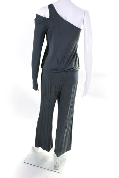 Young Fabulous & Broke Womens Stretch One Shoulder Flare Jumpsuit Gray Size XS