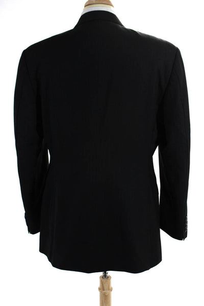 Duru Mens Striped Print Collared Buttoned Long Sleeve Blazer Black Size EUR44