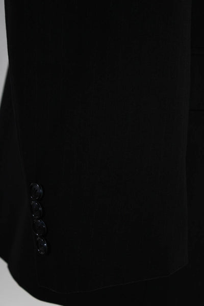 Duru Mens Striped Print Collared Buttoned Long Sleeve Blazer Black Size EUR44